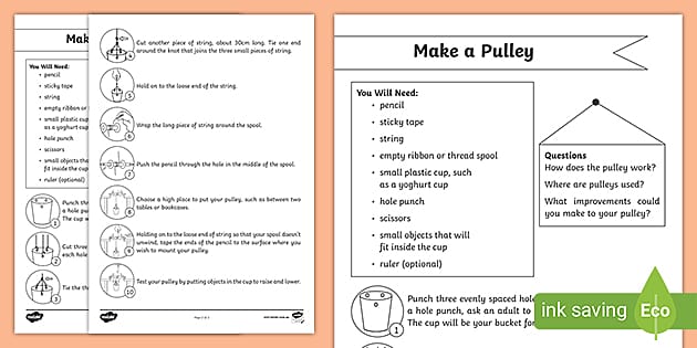 Make a Pulley Instructions (teacher made) - Twinkl