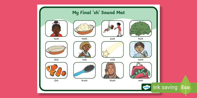 Final 'Sh' Sound Word Cards (teacher made) - Twinkl