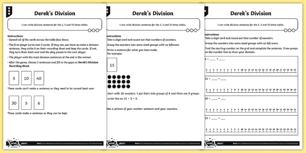 Division Sentences Worksheets Grade 3