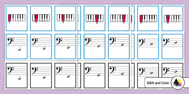 Bass Clef Piano Musical Notes Flash Cards (Teacher-Made)