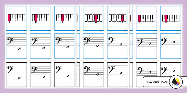 Bass Clef Piano Musical Notes Flash Cards teacher Made 