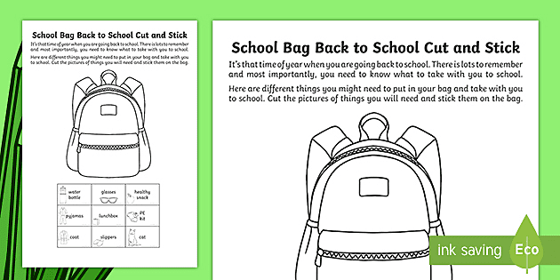 Back to School Bag Cut and Stick Activity (professor feito)