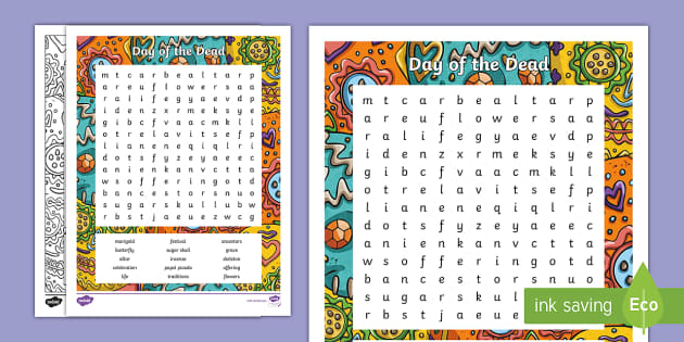 Day Of The Dead Word Search Free Printable