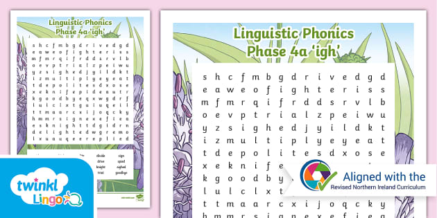 Linguistic Phonics Phase 4a Igh Sound Word Search Twinkl