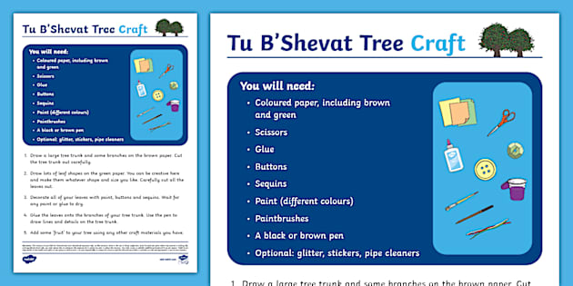 Tu B'Shevat Art Tree Craft Activity (teacher made) - Twinkl