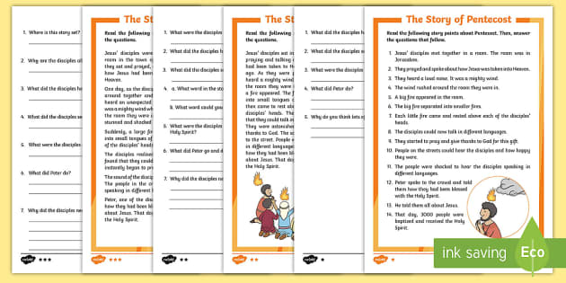 Pentecost Differentiated Comprehension Worksheet / Worksheet