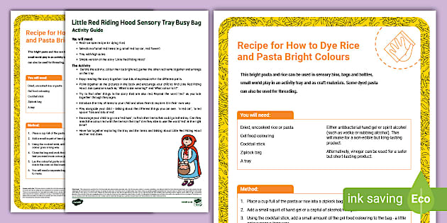 Little Red Riding Hood Sensory Tray Busy Bag Resource Pack for Parents