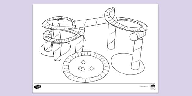 FREE Cardboard Marble Run With Painted Card Colouring Sheets