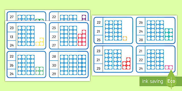 Number Shapes 21-30 Place Value Peg Matching Game