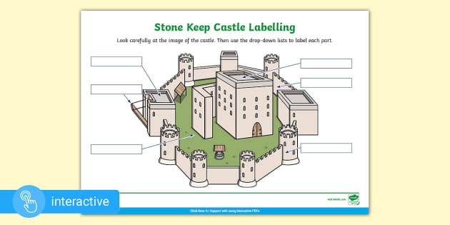 Parts of a Castle Interactive Labelling Worksheet - Twinkl