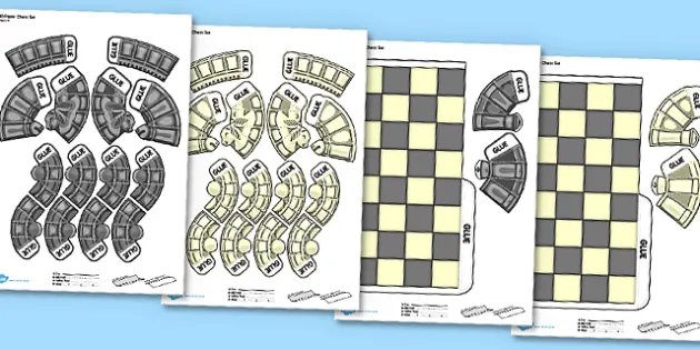 Printable chess boards and chess pieces for kids – Tim's Printables