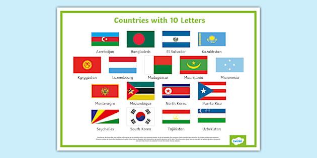 Countries with 10 Letters Display Poster (teacher made)