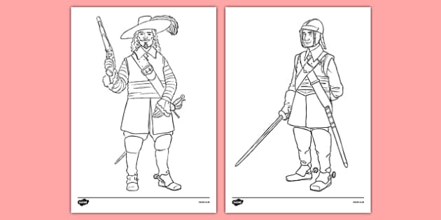 Roundheads And Cavaliers Colouring Sheets teacher Made 