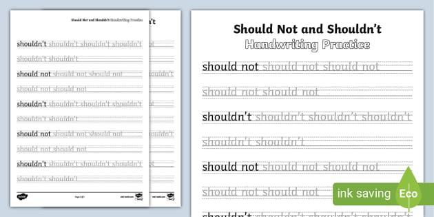 Should Not And Shouldn't Handwriting Practice (teacher Made)