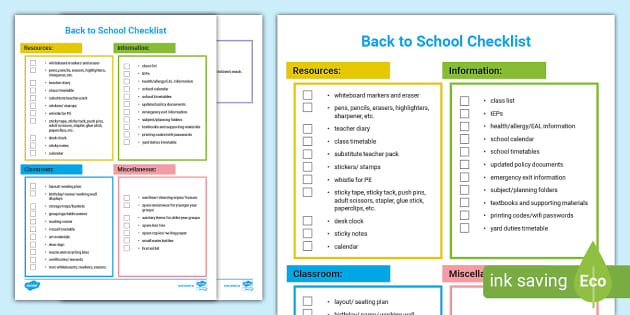 Teacher Back to School Checklist (Teacher-Made) - Twinkl