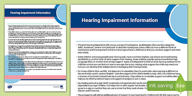 essay about hearing impairment