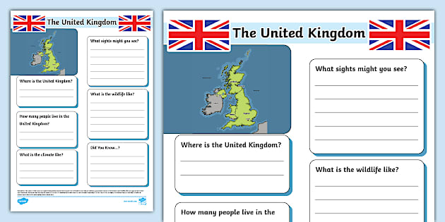 UK Fact File Template, The United Kingdom Writing Frame
