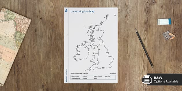 UK Map Outline Worksheet - Twinkl