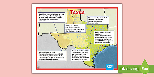 Texas Geographical Map - Twinkl