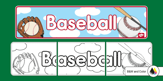 Baseball Color by Number, Worksheet, Education.com