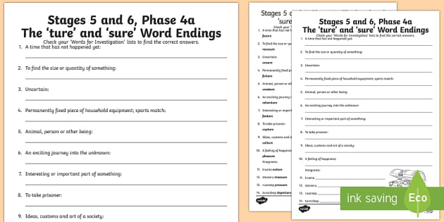 Northern Ireland Linguistic Phonics Stage 5 And 6 Phase 4a Ture And Sure