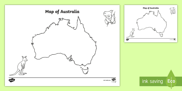 Australia Template Blank A4 Map Of Australia To Print