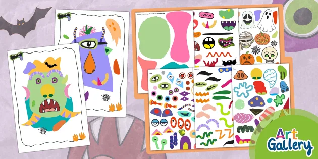 Art　Gallery　Halloween　Monster　Pack　Collage　Activity　Twinkl