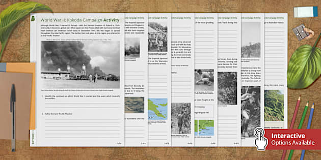 World War II: Kokoda Campaign Activity Sheet - Twinkl