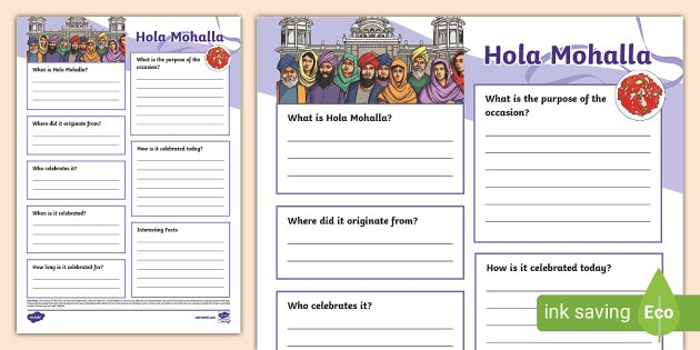 Hola Mohalla Fact File Template (teacher made) - Twinkl