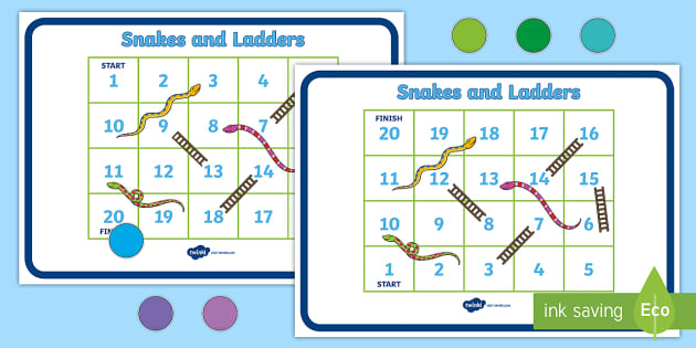 FREE! - Snakes And Ladders (1-20) (teacher made)