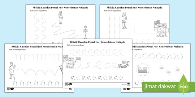 Aktiviti Kawalan Pensel Hari Kemerdekaan Malaysia - Twinkl