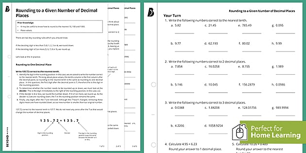 Rounding Decimal Places - Rounding numbers to 2dp