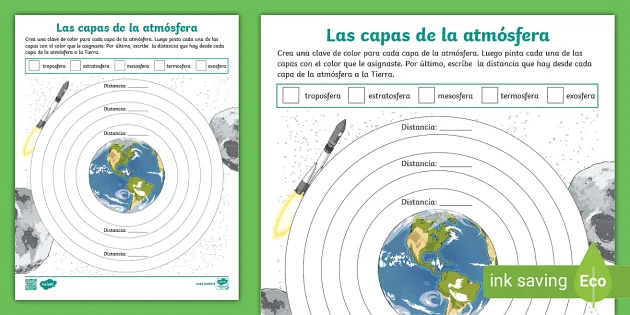 Hoja de trabajo Las capas de la atm sfera teacher made