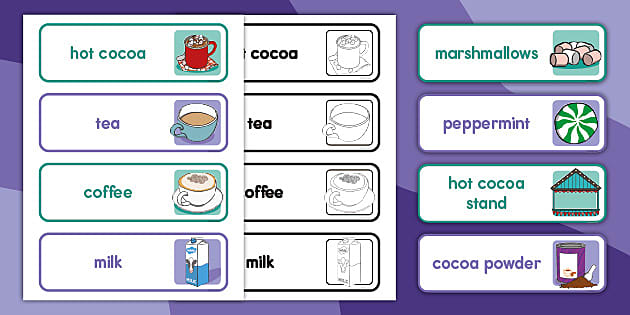 Hot Cocoa Stand Dramatic Play Labels (Teacher-Made) - Twinkl