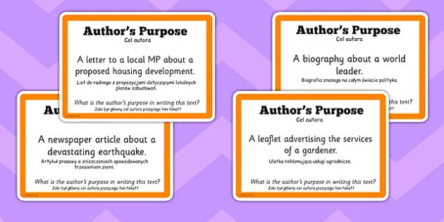 Author's Purpose Task Cards (Teacher-Made) - Twinkl