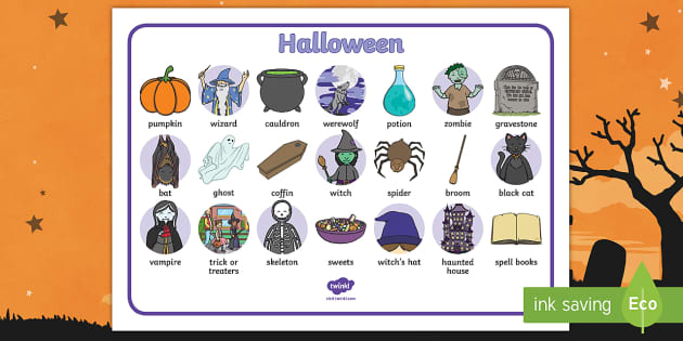 Pósters: Vocabulario de Halloween (teacher made) - Twinkl