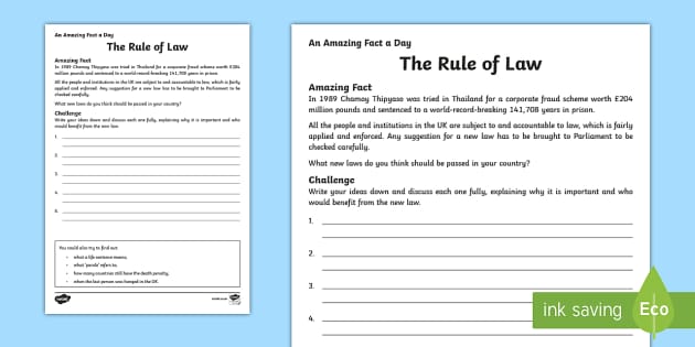 Rule Of Law Worksheet Answers