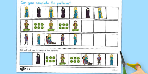 Rapunzel Complete the Pattern Worksheets (teacher made)