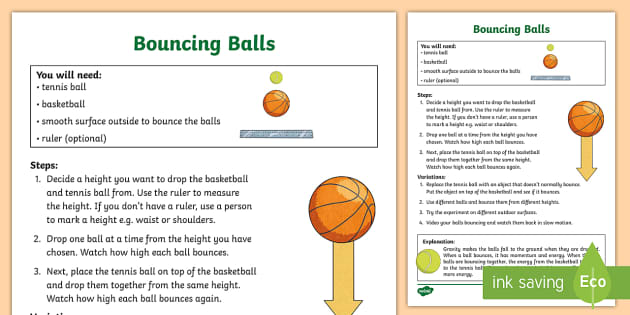 Bouncing Ball Experiment Worksheet Gravity And Forces