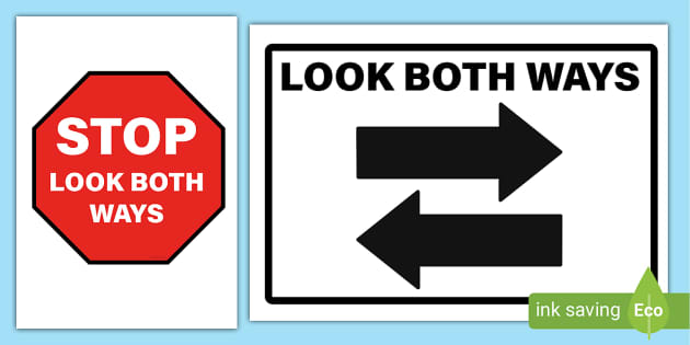 Look Both Ways Sign Posters | Signage | Twinkl - Twinkl