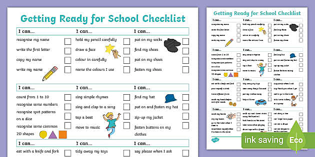 is my child ready for kindergarten checklist
