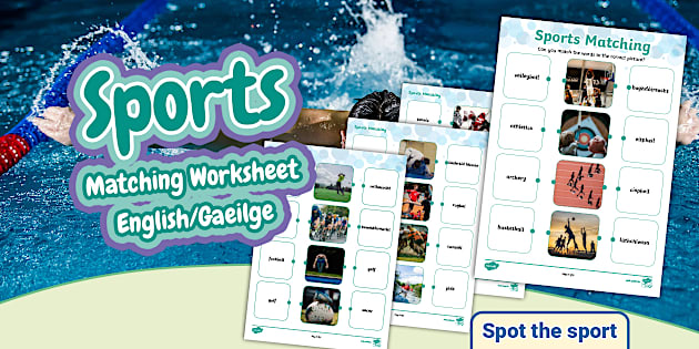 Sports Matching Worksheet English/Gaeilge