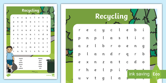 Recycling Word Search Printables