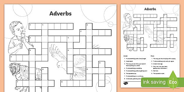 Adverbs Crossword Puzzle with Answers Primary Resource