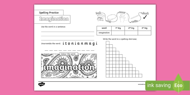 Imagination Spelling Practice Worksheet (Teacher-Made)