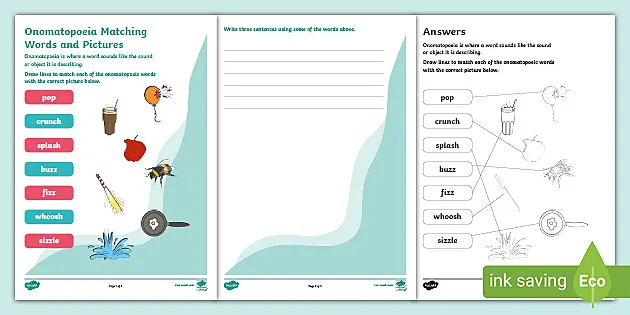 free onomatopoeia worksheet teacher made