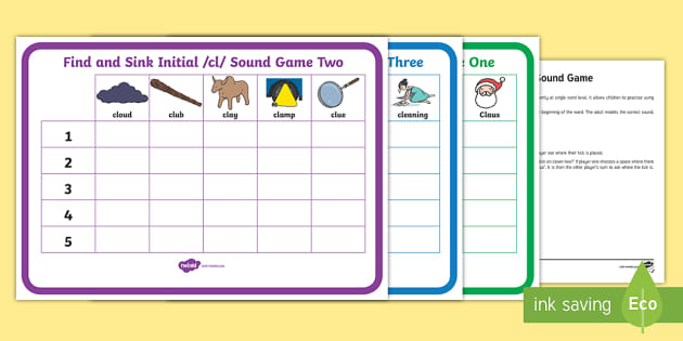 Find And Sink Cl Initial Sound Game Profesor Hizo