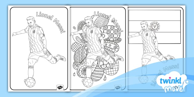 Lionel Messi Colouring Pages Football Twinkl Move PE