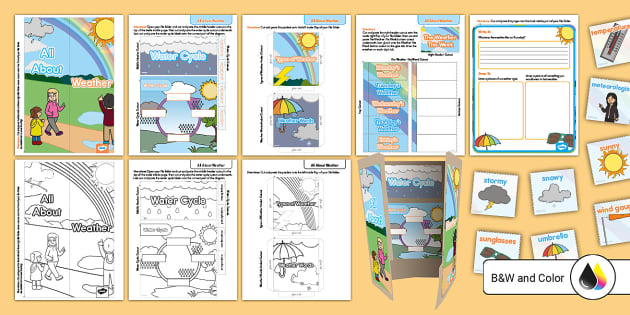 Kindergarten All About Weather Tri-Fold File Folder Activity