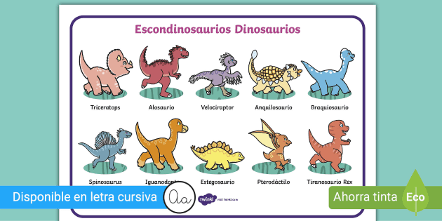 Hoja de vocabulario: Los nombres de los dinosaurios- Guía de trabajo